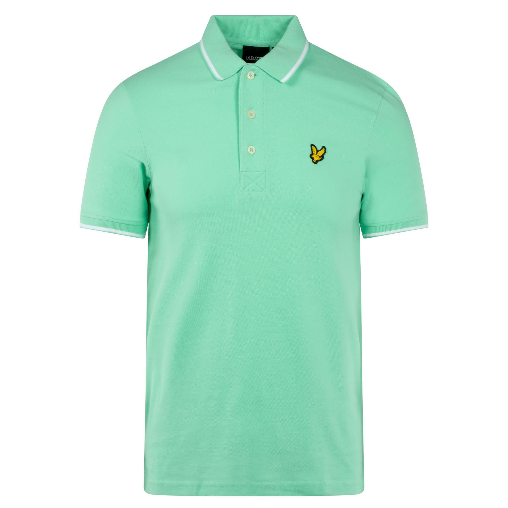 Lyle & Scott Tipped Mens Polo Shirt Aquamarine/White